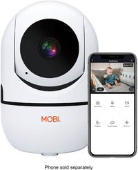 MOBI - Cam HDX Smart HD Pan & Tilt Wi-Fi Baby Monitoring Camera with 2-way Audio and Powerful Night Vision - White
