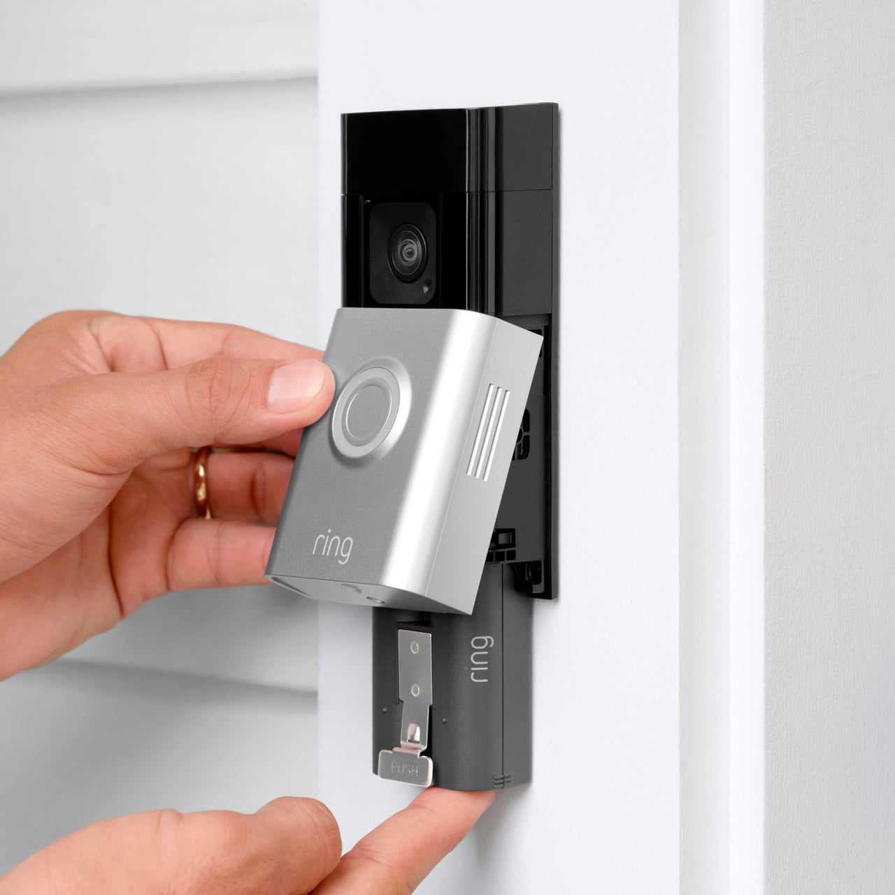 Ring - Battery Doorbell Plus Smart Wifi Video Doorbell – Battery Operated with Head-to-Toe View - Satin Nickel
