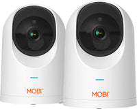 MOBI - Cam Pro HD 2 Pack Wi-Fi Pan & Tilt Video Baby Monitor with 2-way Audio, Powerful Color Night Vision, & Mounting Ability - White
