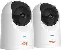 MOBI - Cam Pro HD 2 Pack Wi-Fi Pan & Tilt Video Baby Monitor with 2-way Audio, Powerful Color Night Vision, & Mounting Ability - White