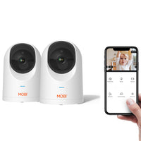 MOBI - Cam Pro HD 2 Pack Wi-Fi Pan & Tilt Video Baby Monitor with 2-way Audio, Powerful Color Night Vision, & Mounting Ability - White