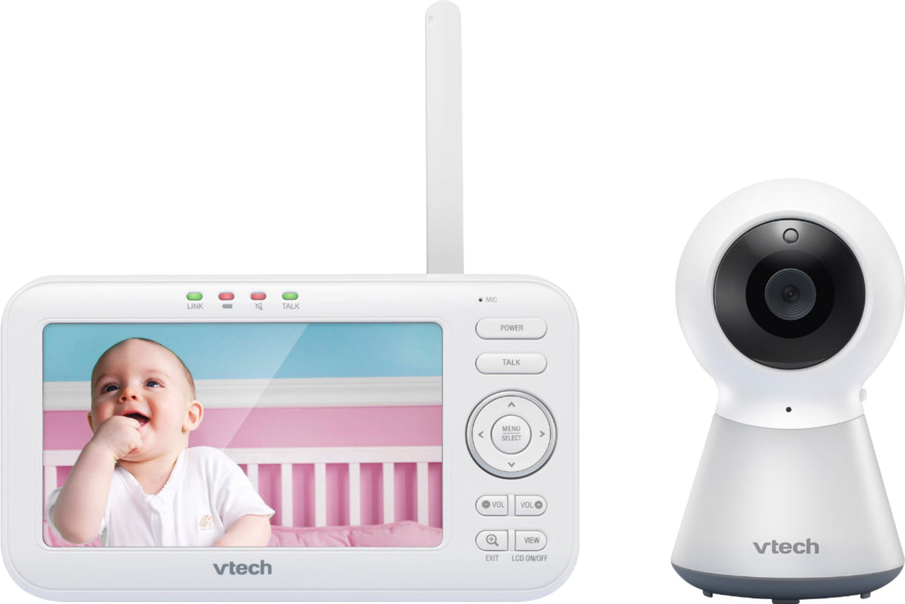 VTech - 5" Video Baby Monitor w/Adaptive Night Light - White