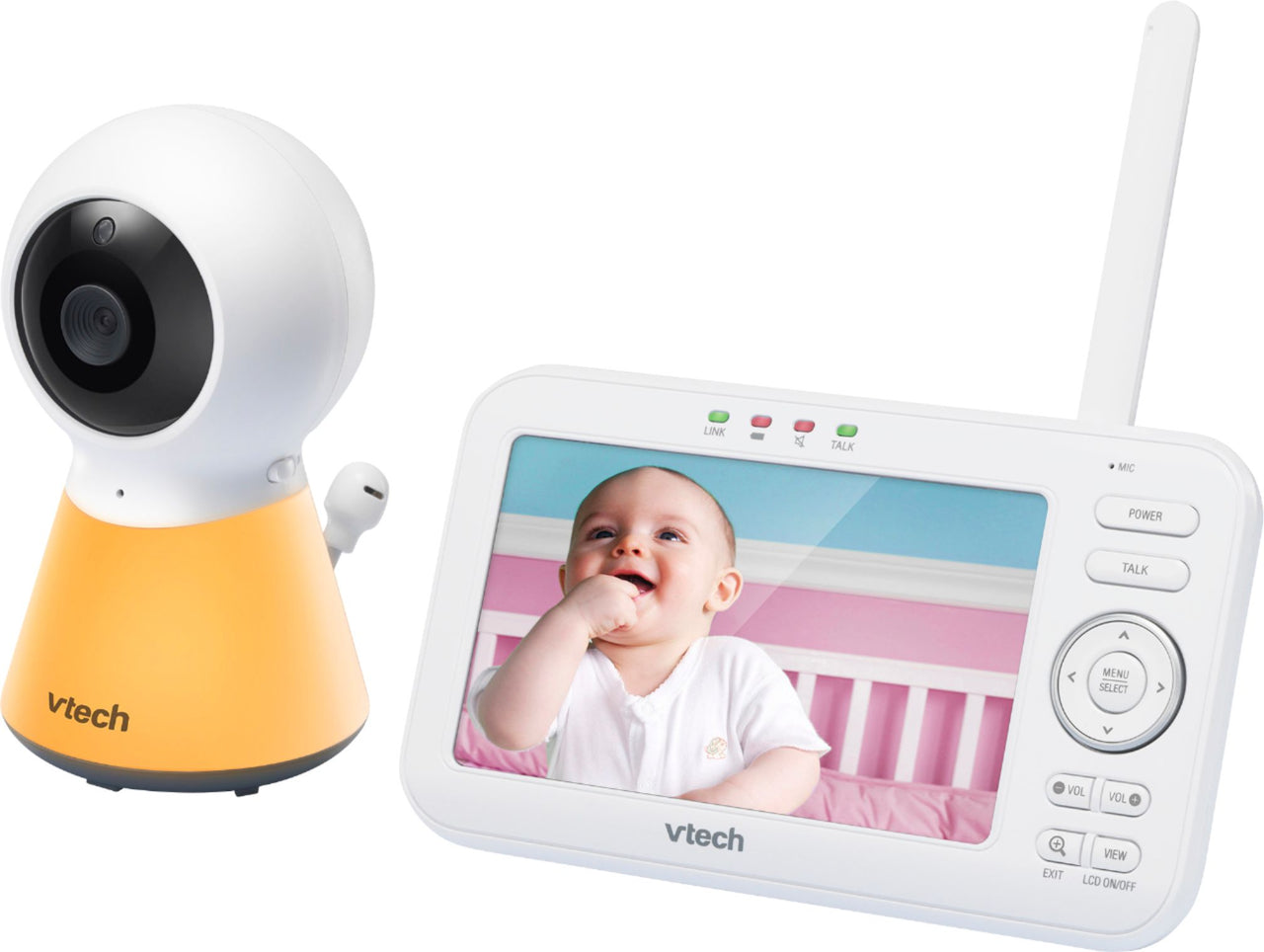 VTech - 5" Video Baby Monitor w/Adaptive Night Light - White