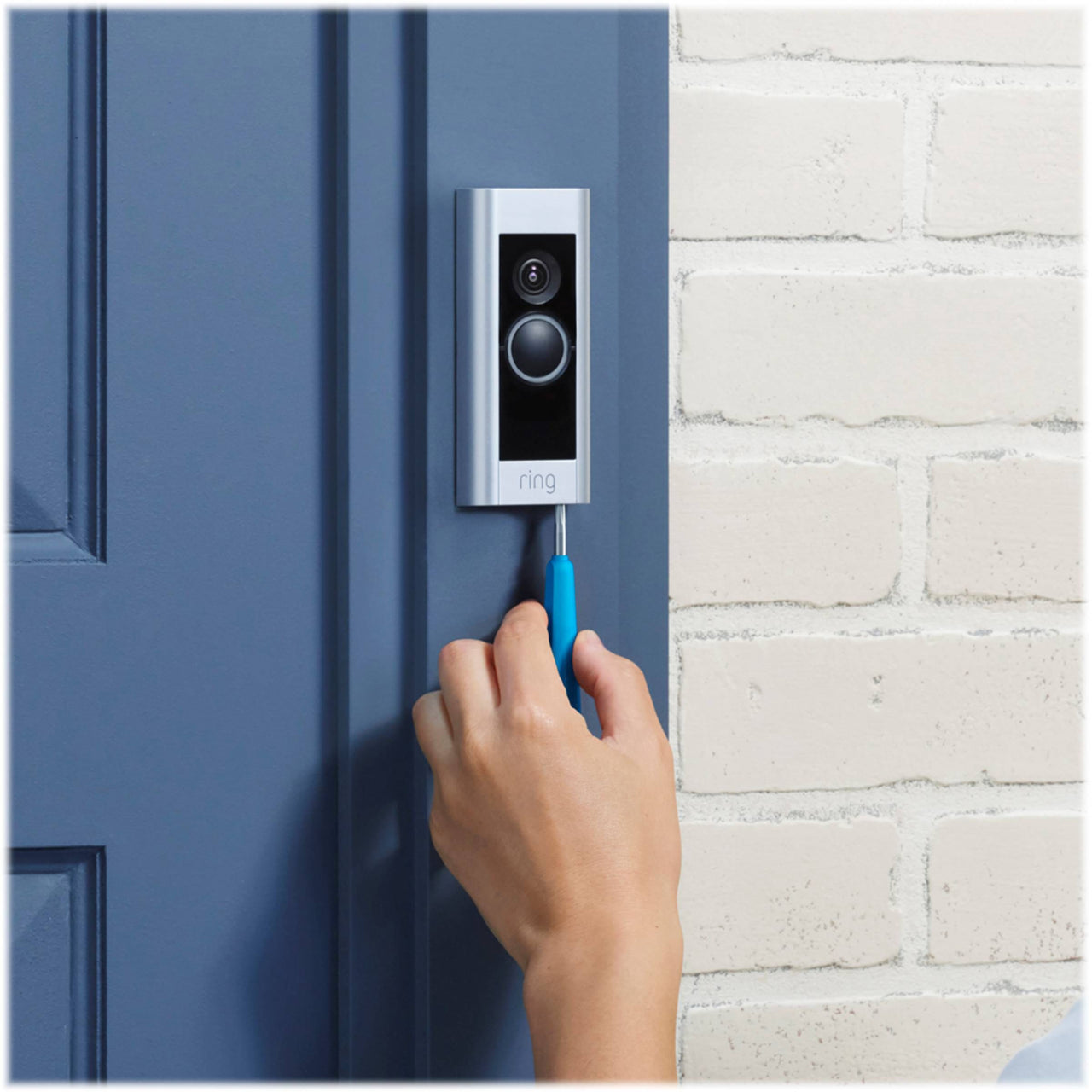 Ring - Video Doorbell Pro Smart Wi-Fi - Wired - Satin Nickel