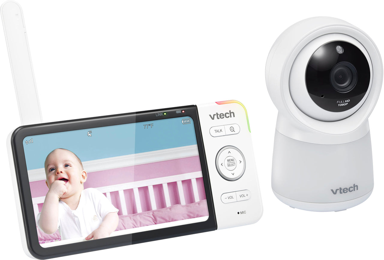 VTech - Smart Wi-Fi Video Baby Monitor w/ 5” HC Display and 1080p HD Camera, Built-in night light, RM5754HD - White