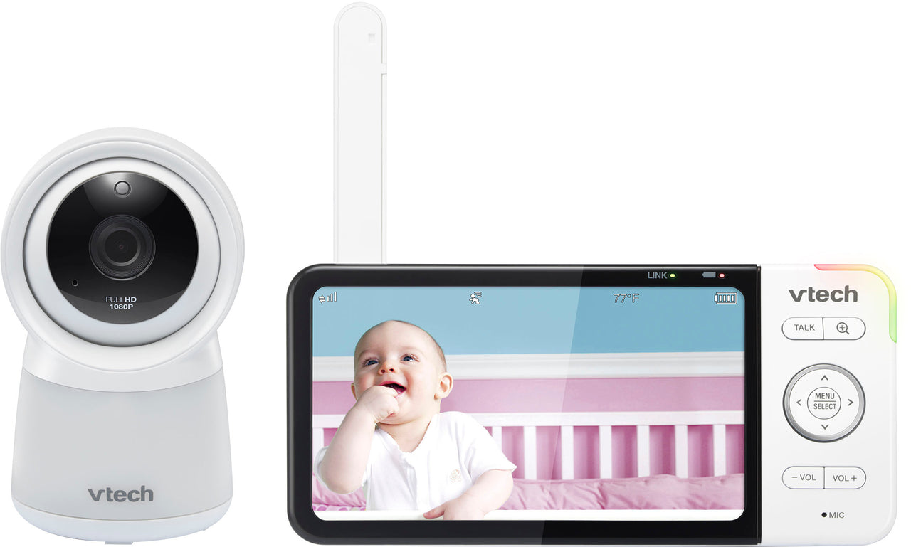 VTech - Smart Wi-Fi Video Baby Monitor w/ 5” HC Display and 1080p HD Camera, Built-in night light, RM5754HD - White