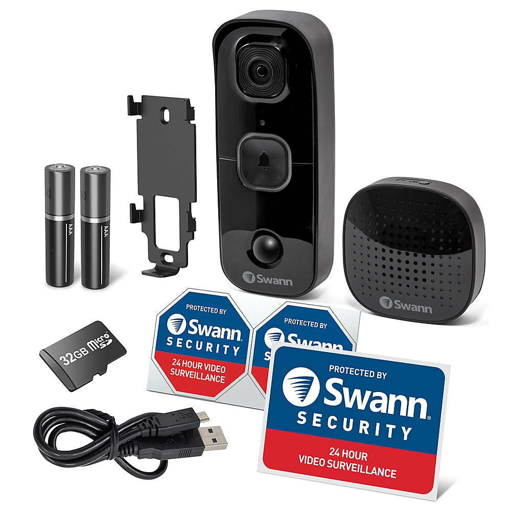 Swann - SwannBuddy Wireless 1080p Full HD Video Doorbell - Black