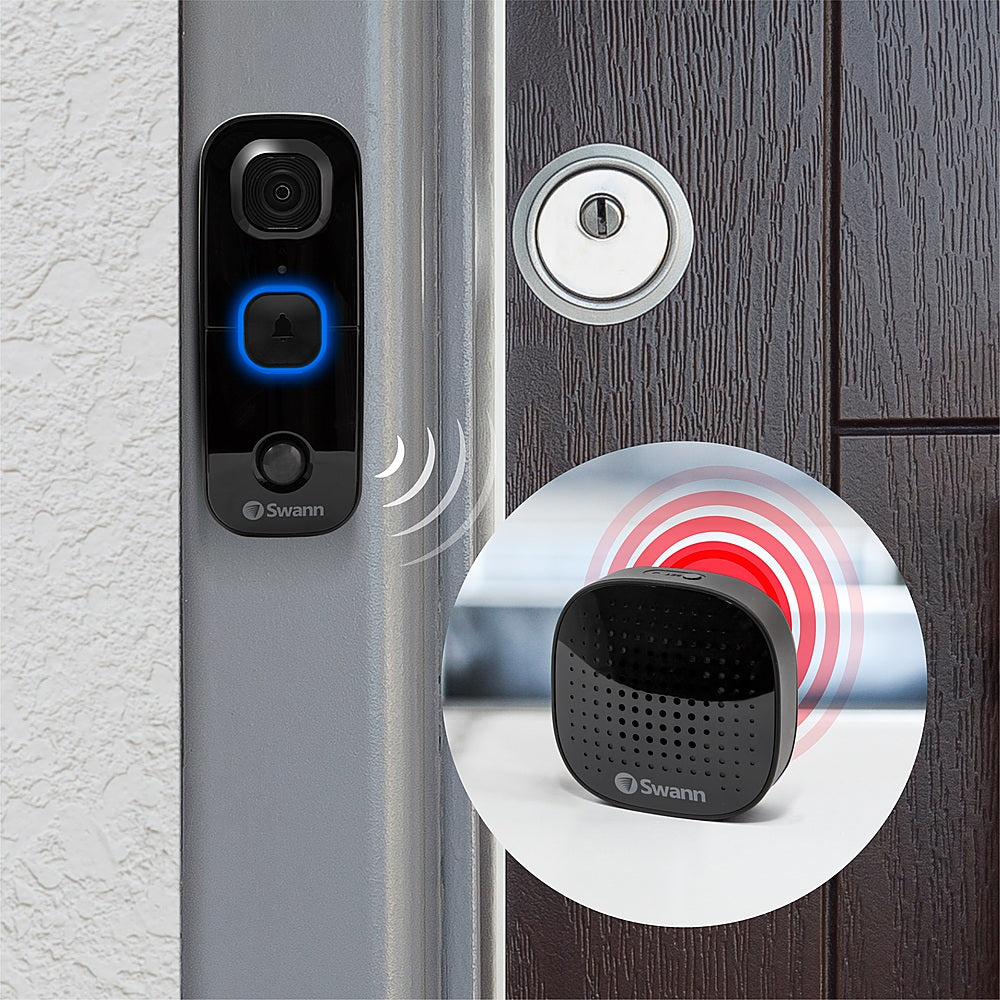 Swann - SwannBuddy Wireless 1080p Full HD Video Doorbell - Black