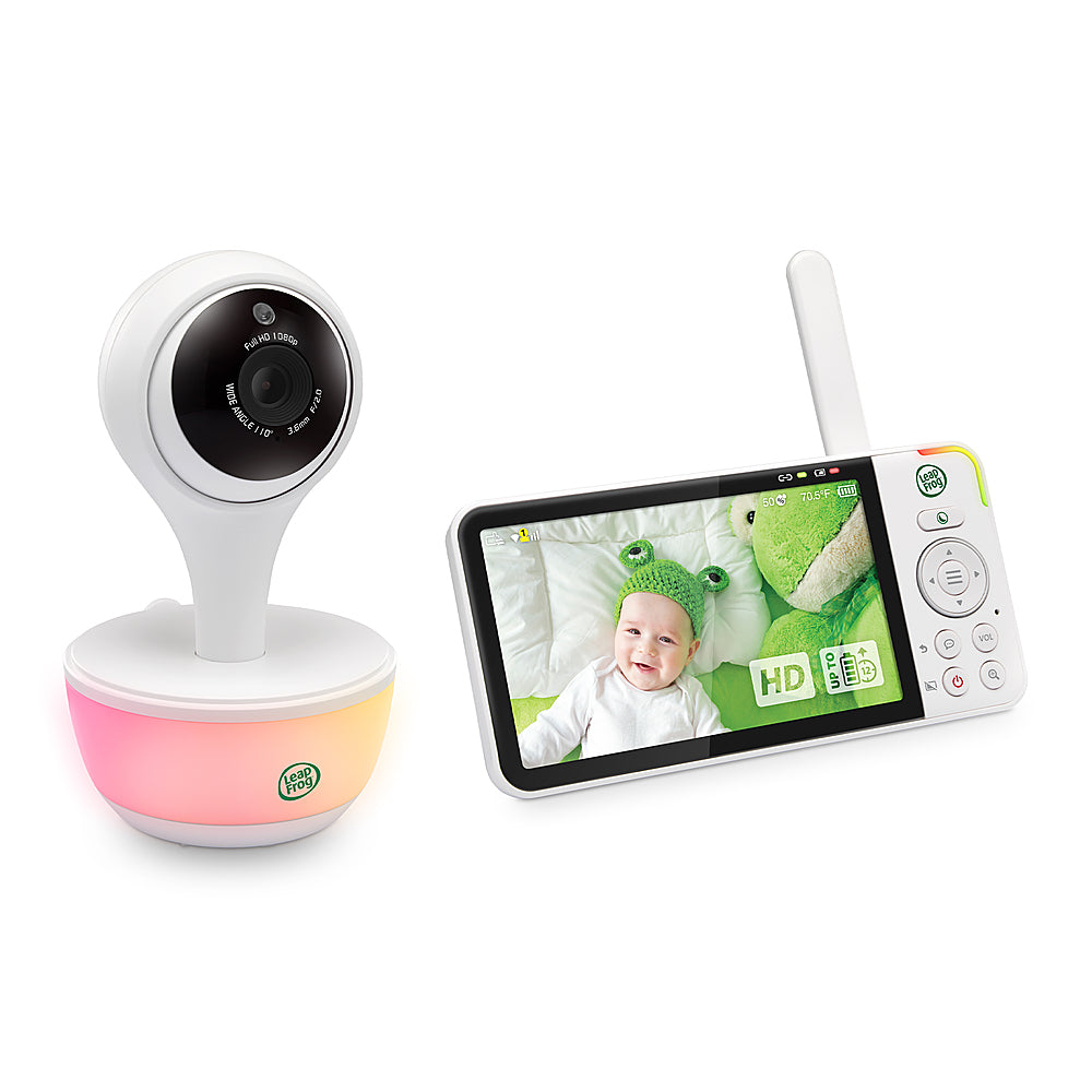 LeapFrog - 1080p WiFi Remote Access Video Baby Monitor with 5” High Definition 720p Display, Night Light, Color Night Vision - white