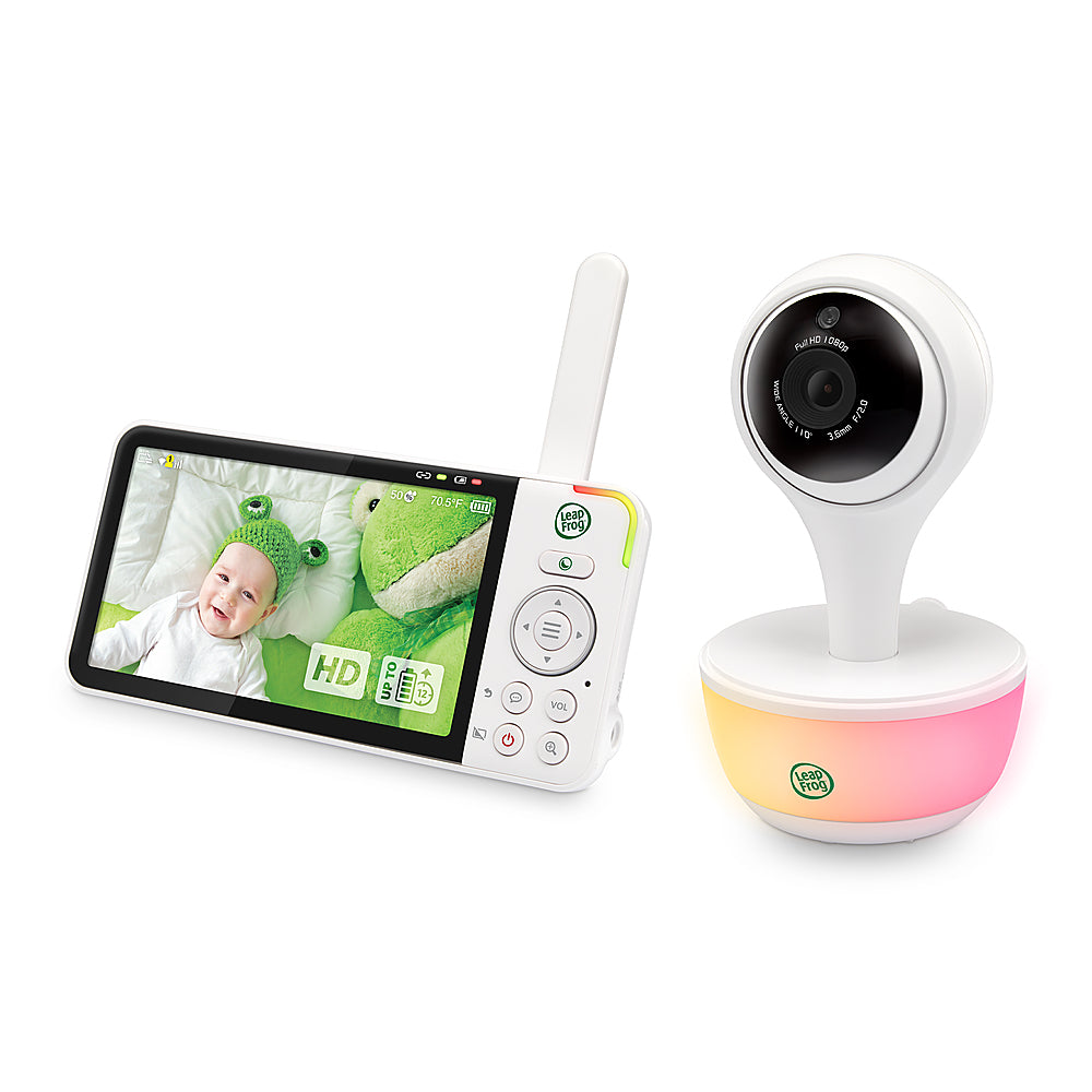 LeapFrog - 1080p WiFi Remote Access Video Baby Monitor with 5” High Definition 720p Display, Night Light, Color Night Vision - white