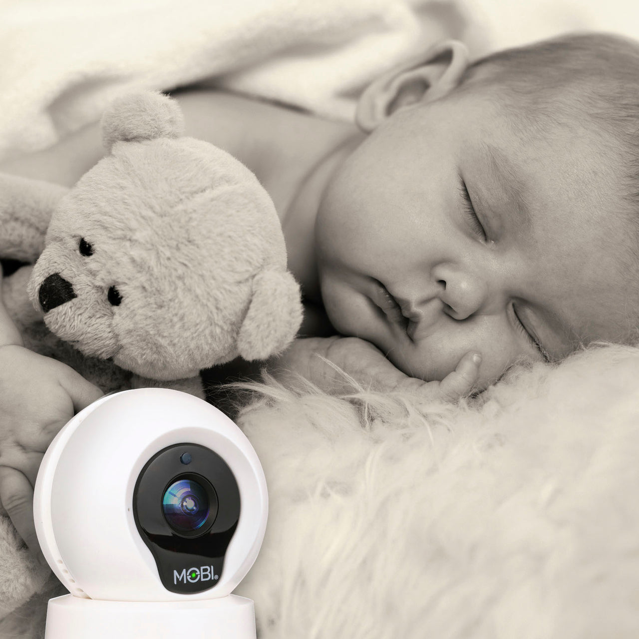 MOBI - Cam Multi-Purpose Smart HD Wi-Fi Baby Camera Monitor with 2-way Audio, Recording, and motion detection - White