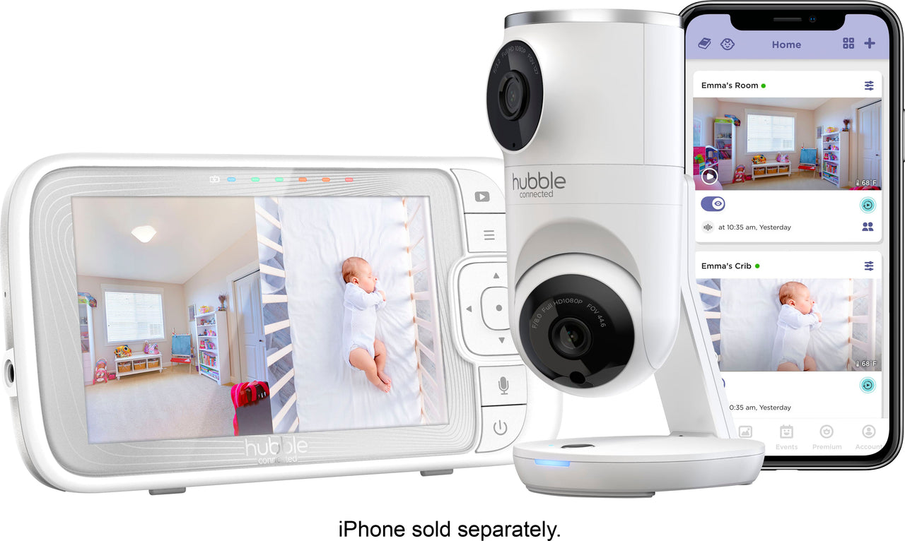 Hubble Connected - Nursery Pal Dual Vision 5" Smart HD Dual Camera Baby Monitor with Motion Tracking and Sleep Routine Management