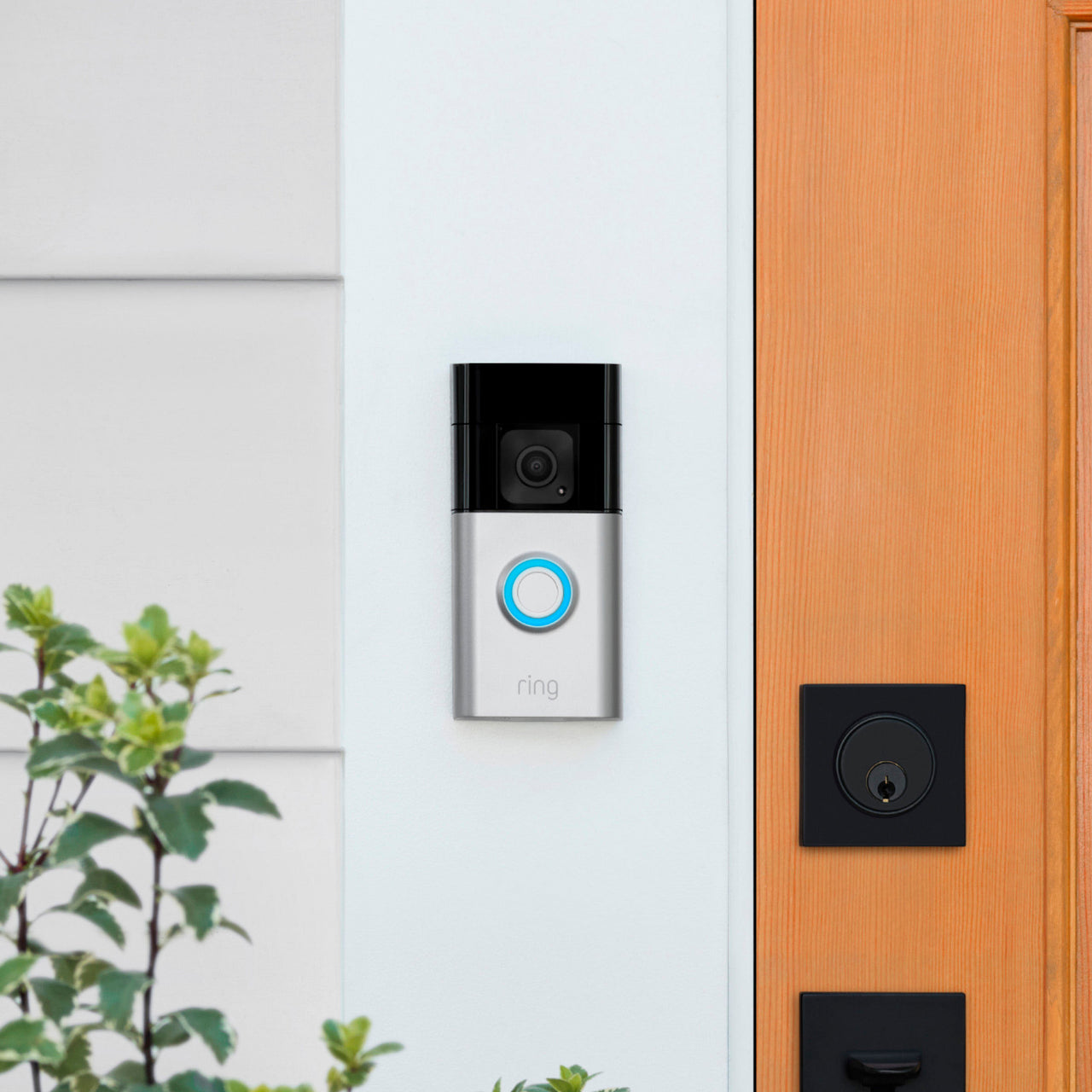 Ring - Battery Doorbell Plus Smart Wifi Video Doorbell – Battery Operated with Head-to-Toe View - Satin Nickel