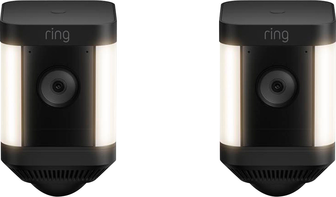 Ring - Spotlight Cam Plus 2-pack Camera Indoor/Outdoor Wireless 1080p Security Cameras - Black