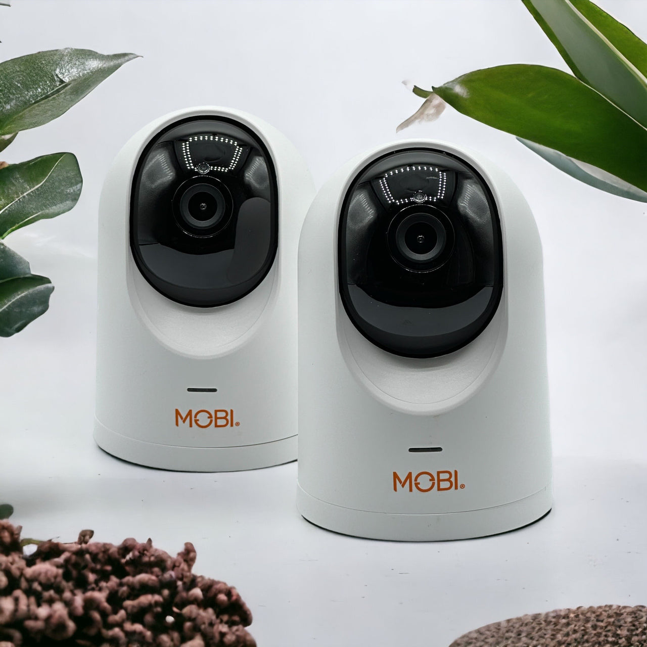 MOBI - Cam Pro HD 2 Pack Wi-Fi Pan & Tilt Video Baby Monitor with 2-way Audio, Powerful Color Night Vision, & Mounting Ability - White